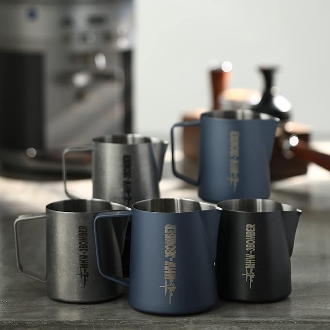 MHW-3BOMBER Espresso Steaming Pitcher Milk Frothing Pitcher Stainless Steel Milk Coffee Cappuccino Latte Art Barista Cup (Matte Blue, 16.9oz/500ml) P5014MB-OS