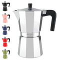 Mongdio Stovetop Espresso Maker Moka Pot, Stove Top Cuban Coffee Maker, Italian Greca Mocha Pot, 9 Espresso Cups, 15 oz - Silver