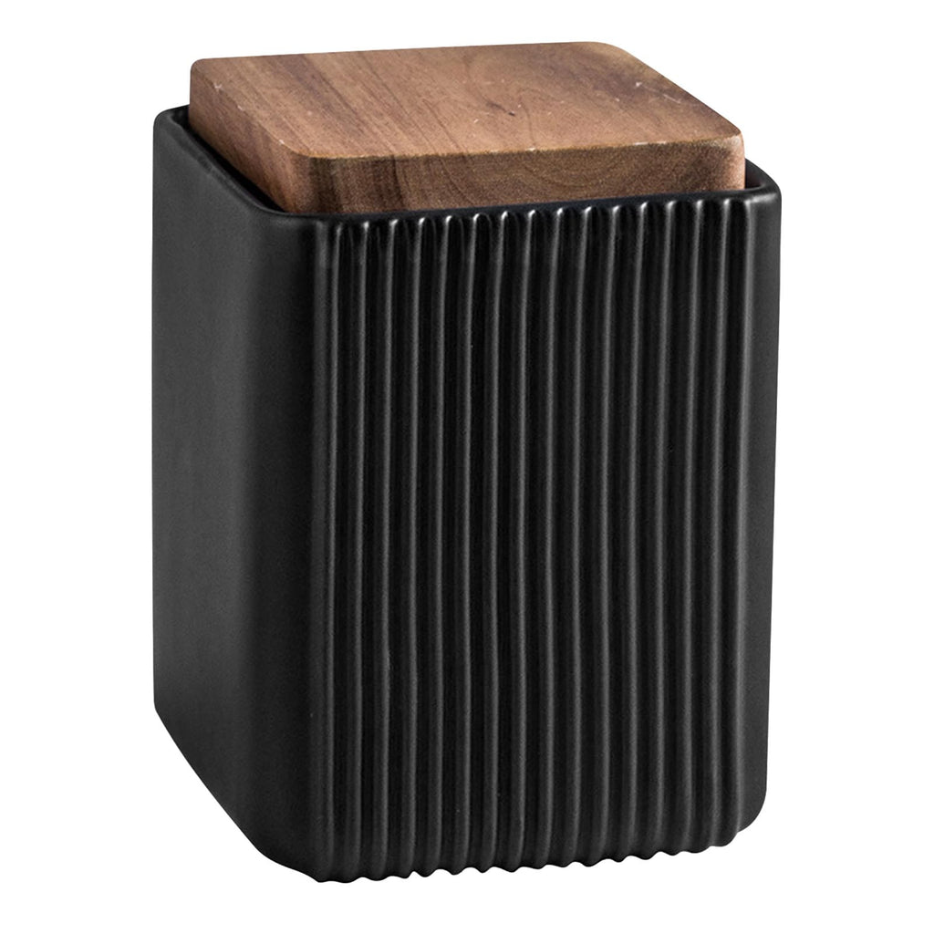 Jueison Ceramic Storage Jars Modern Airtight Coffee Canisters With Lid (Black,Small size,13cm*10cm)