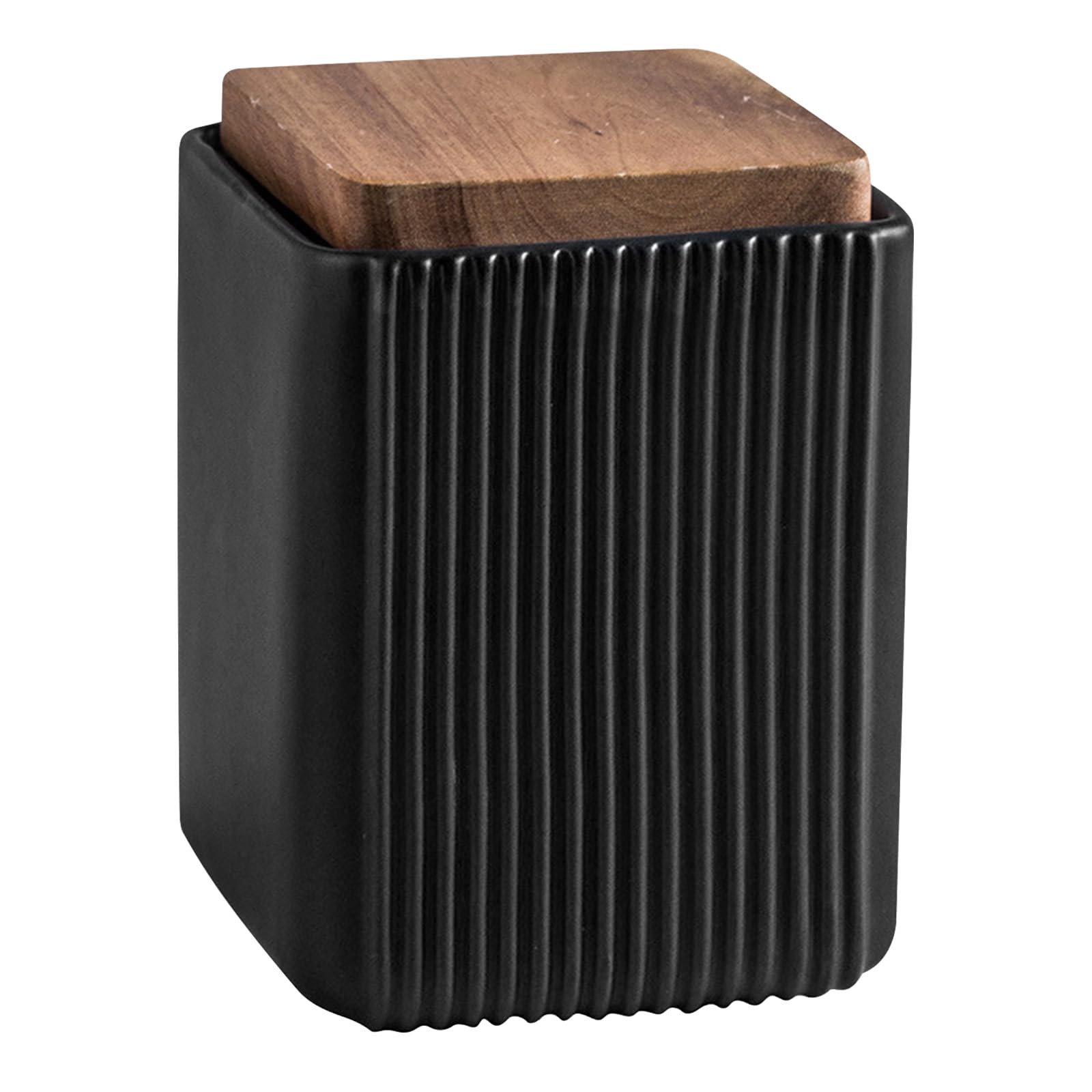 Jueison Ceramic Storage Jars Modern Airtight Coffee Canisters With Lid (Black,Small size,13cm*10cm)