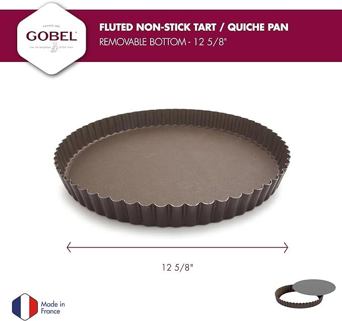 GOBEL - Non-Stick Round Fluted Tart Mold / Quiche Pan with Removable Bottom - 12 5/8"