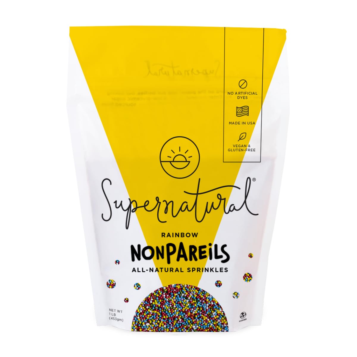 Supernatural Rainbow Nonpareils, Dye-Free Vegan Dessert Sprinkles Mix, 16oz