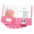 Zzrywuty File folders with Pockets,Pink Two folders for documents,25 Pack Paper Folders with Card Slot,Letter Size,School Students,Business,Home and Office Workers