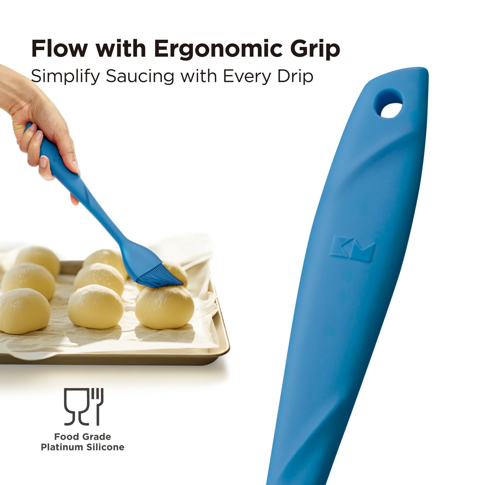 Kitchen Mama WaltzGrip Platinum Silicone Basting Pastry Brush, Blue