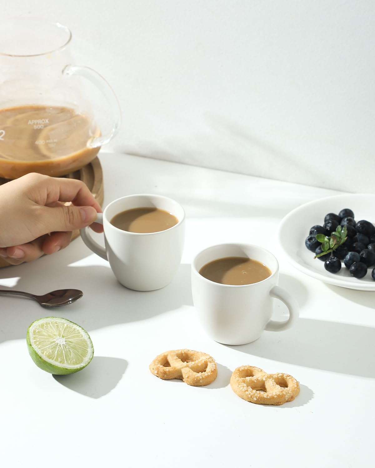 HASENSE Ceramic 3 OZ Espresso Cups, Porcelain Espresso Demitasse Cups Set of 4 for Double shot, Lungo and Ristretto, Tiny Italian Expresso Shot Coffee Mugs for Home and Office, White