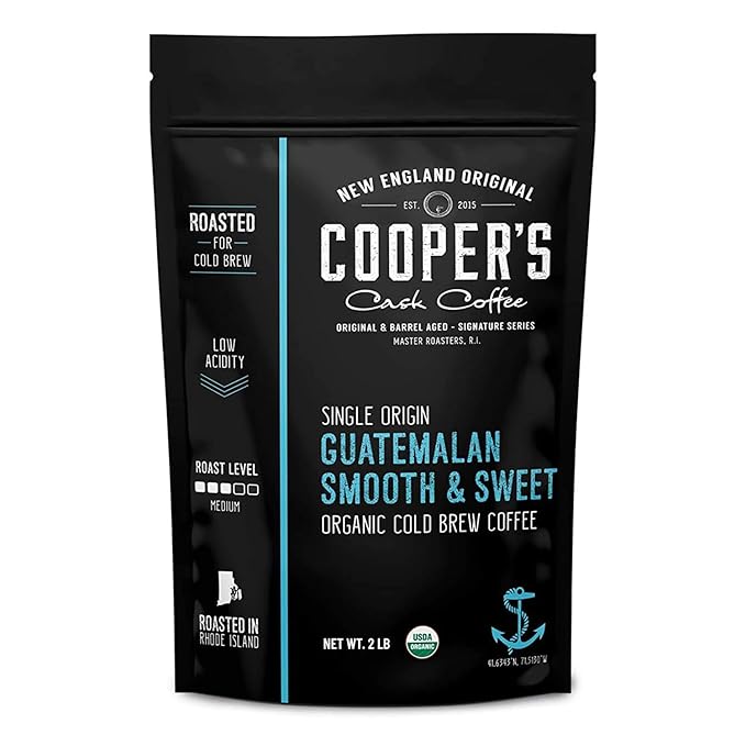 Organic Cold Brew Coffee - Guatemalan Coffee Beans Crafted For Cold Brewing - Ground, Medium Roast, 2 lb