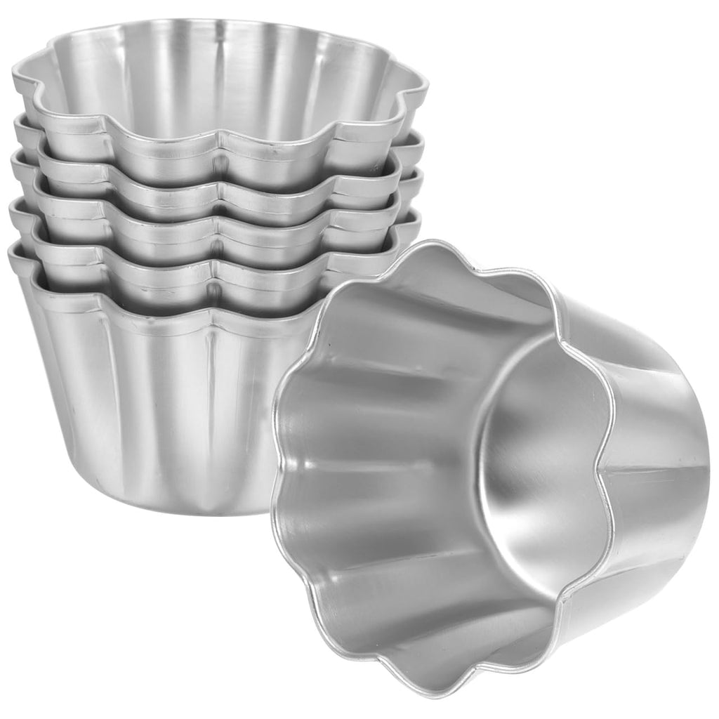 SHERCHPRY 6Pcs Egg Tart Molds Aluminium Pie Tins Mini Tart Tins Tiny Pie Tin Cupcake Cake Mold Pudding Molds for Home Baking
