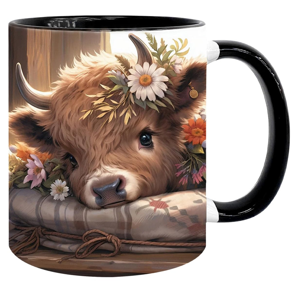 Pfkfo Highland Cow Gifts for Woman, Highland Cow Coffee Mug, Cow Iced Coffee Cup, Western Cows Gifts, Cow Gifts Set for Women Cow Lovers, Cows Drinking cup,11oz Mug