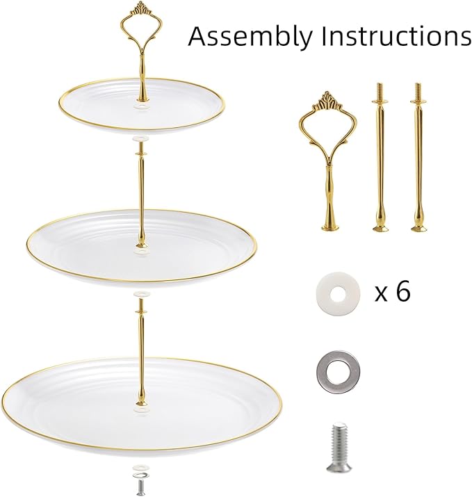 Goaste 3 Pack Tiered Cupcake Stand, Plastic Cupcake Stand Tower, 3 Tier Round Shape Dessert Serving Tray, White Cookie Candy Buffet Stand for Tea Party, Baby Shower, Wedding, Birthday, Christmas