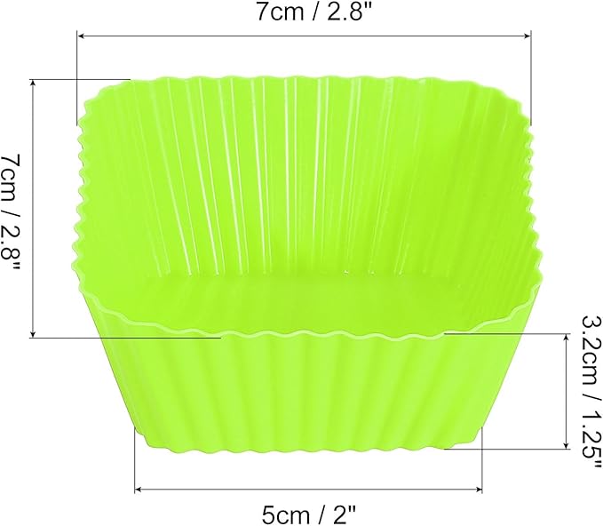 uxcell 18Pcs Silicone Square Baking Cups, Green, Reusable, Perfect for Birthday Parties and Other Celebratory Events
