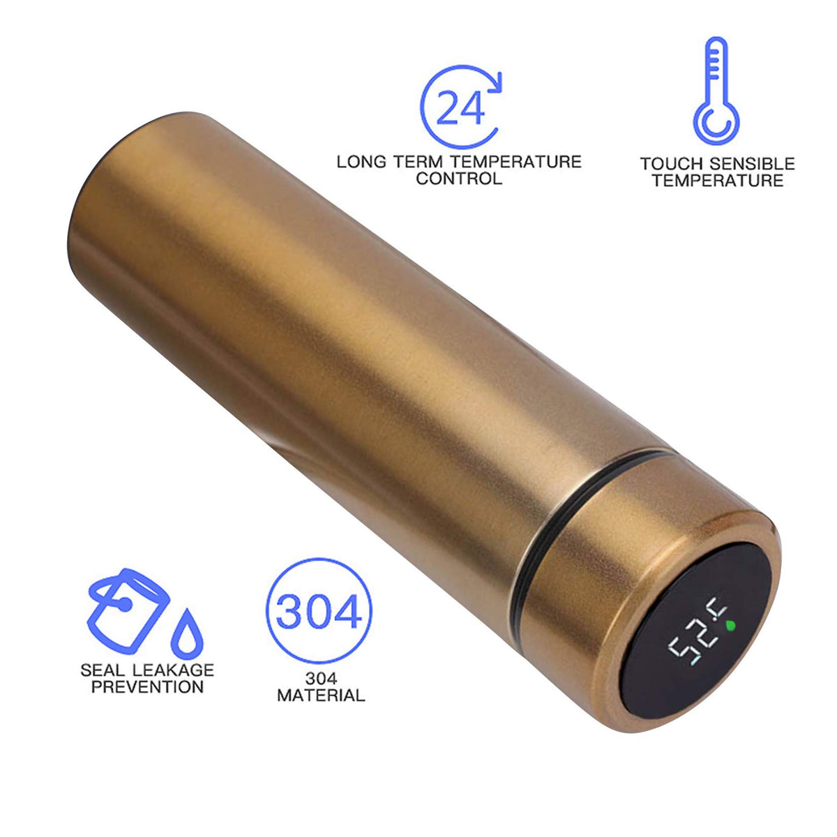 Locckmy Water Bottle with LED Temperature Display,Double Walled Vacuum Insulated Water Bottle,Stainless Steel Sports AutomotiveTravel Mug,BPA-free Leak Proof Keep Cold and Keep Warm 12H