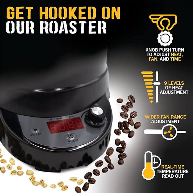 SR800 Coffee Roaster – Roast Coffee at Home – Variable Heat and Fan Control – Digital Display – Roasts 6–8 oz (170–226g) Per Batch – Easy to Use – Fast Roast Time