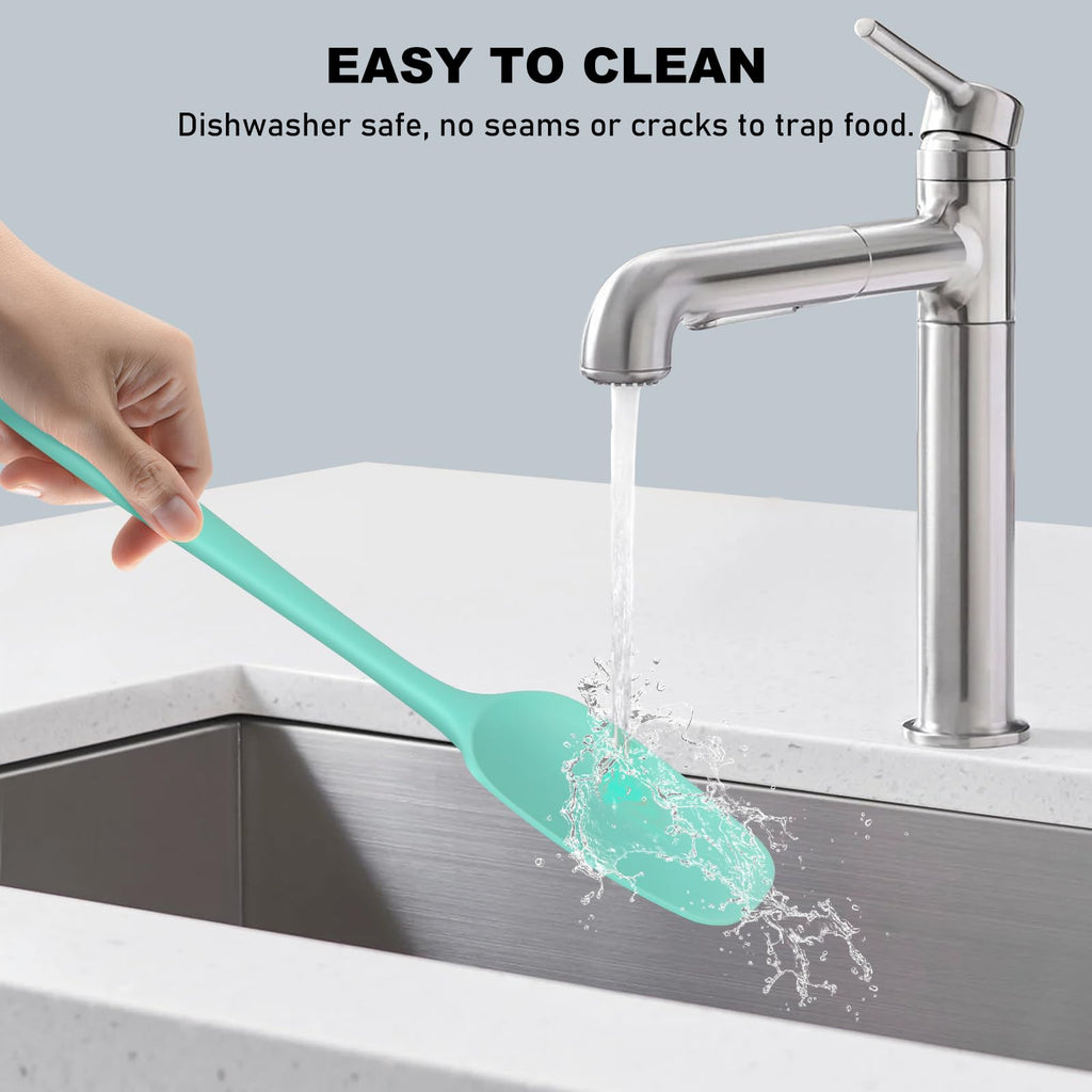 NileHome 6 Pieces Silicone Spatula Set with Silicone Brush,Turquoise
