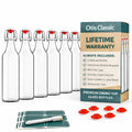 Otis Classic Clear Swing Top Glass Bottles, Plastic Caps, Set of 6, 16oz