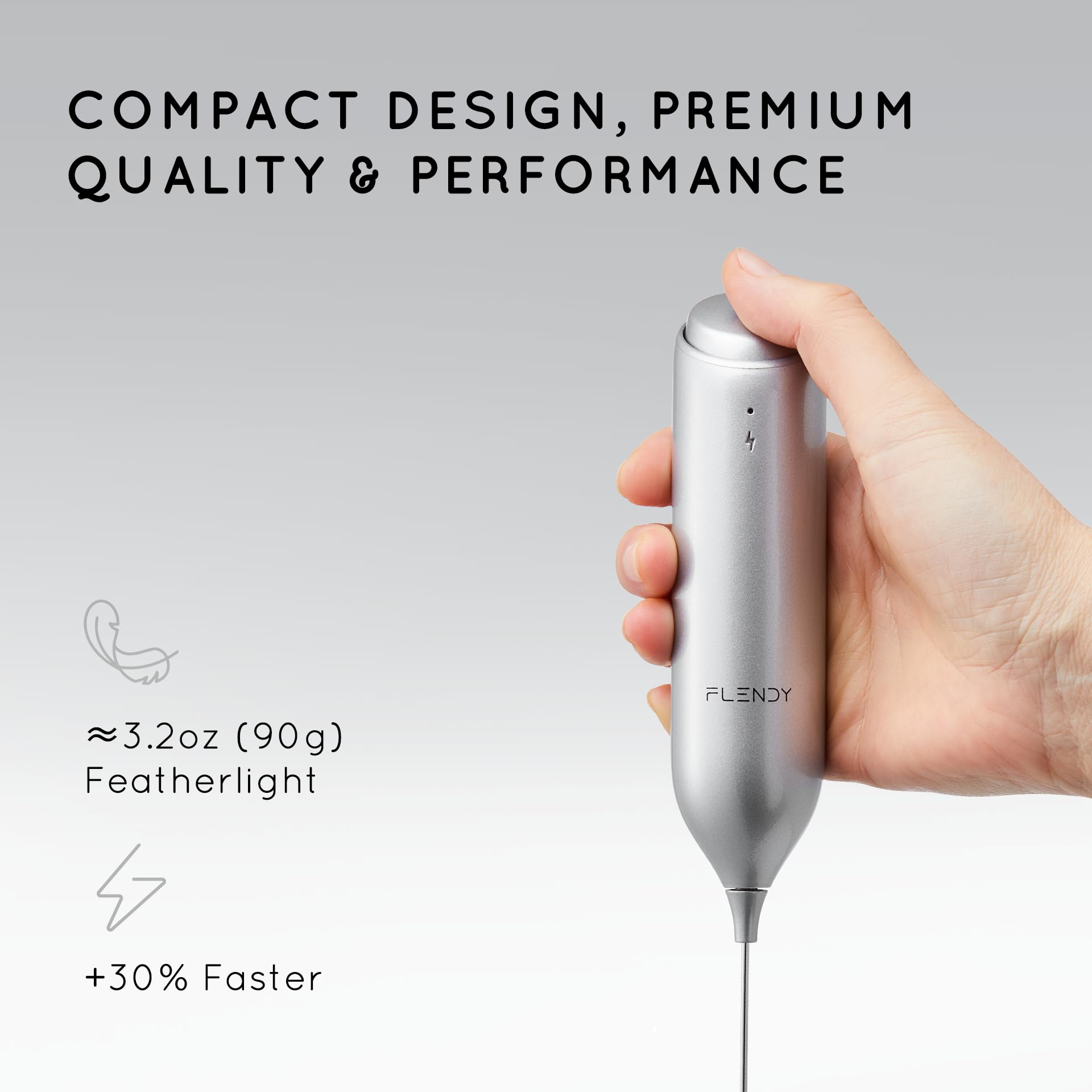 Flendy Rechargeable Milk Frother Handheld with Charging Stand