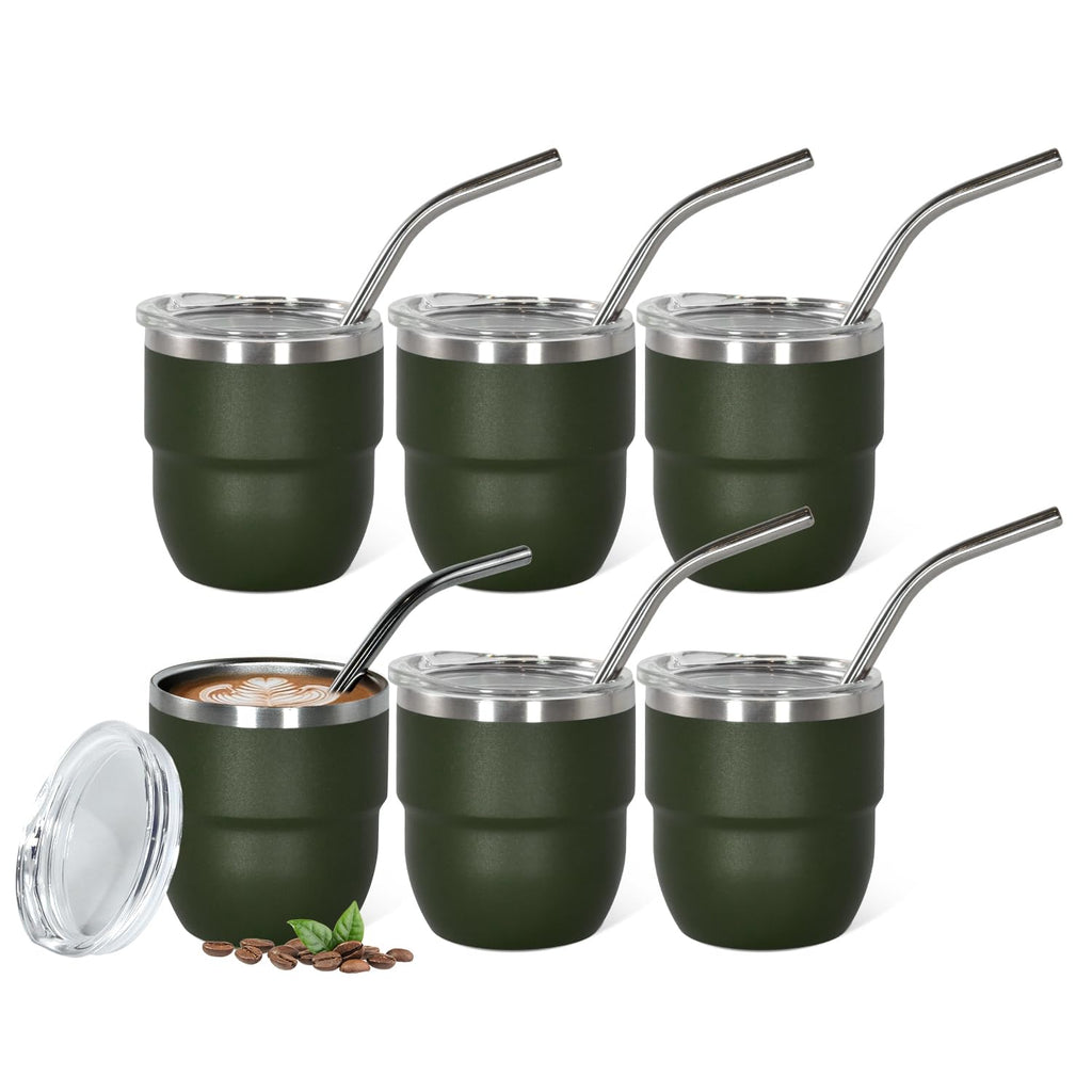 CHLJAR Espresso Cups, 4oz Insulated Espresso Cup Set of 6, Espresso Shot Cups, Stainless Steel Espresso Glasses, Stackable Mini Tumbler, Small Cup for Coffee