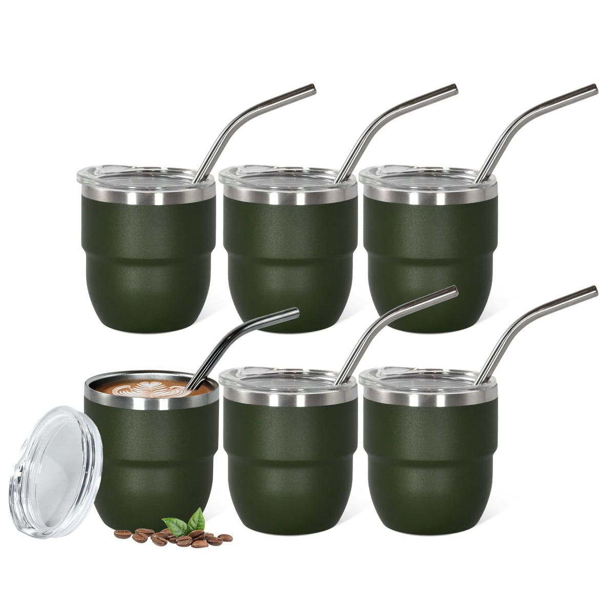 CHLJAR Espresso Cups, 6oz Insulated Espresso Cup Set of 2, Espresso Shot Cups, Stainless Steel Espresso Glasses, Stackable Mini Tumbler, Small Cup for Coffee