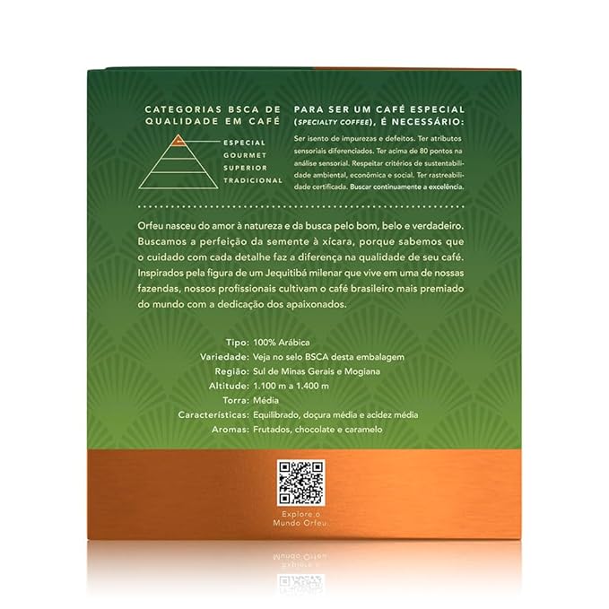 ORFEU - Special Coffee Classic Drip Sachet - 100% Arabica Coffee, Medium Roasted, Aroma of Floral, Fruity & Caramel, Balanced Acidity, Made In Brazil, Soft with Velvety Structure - 10 units, 100g
