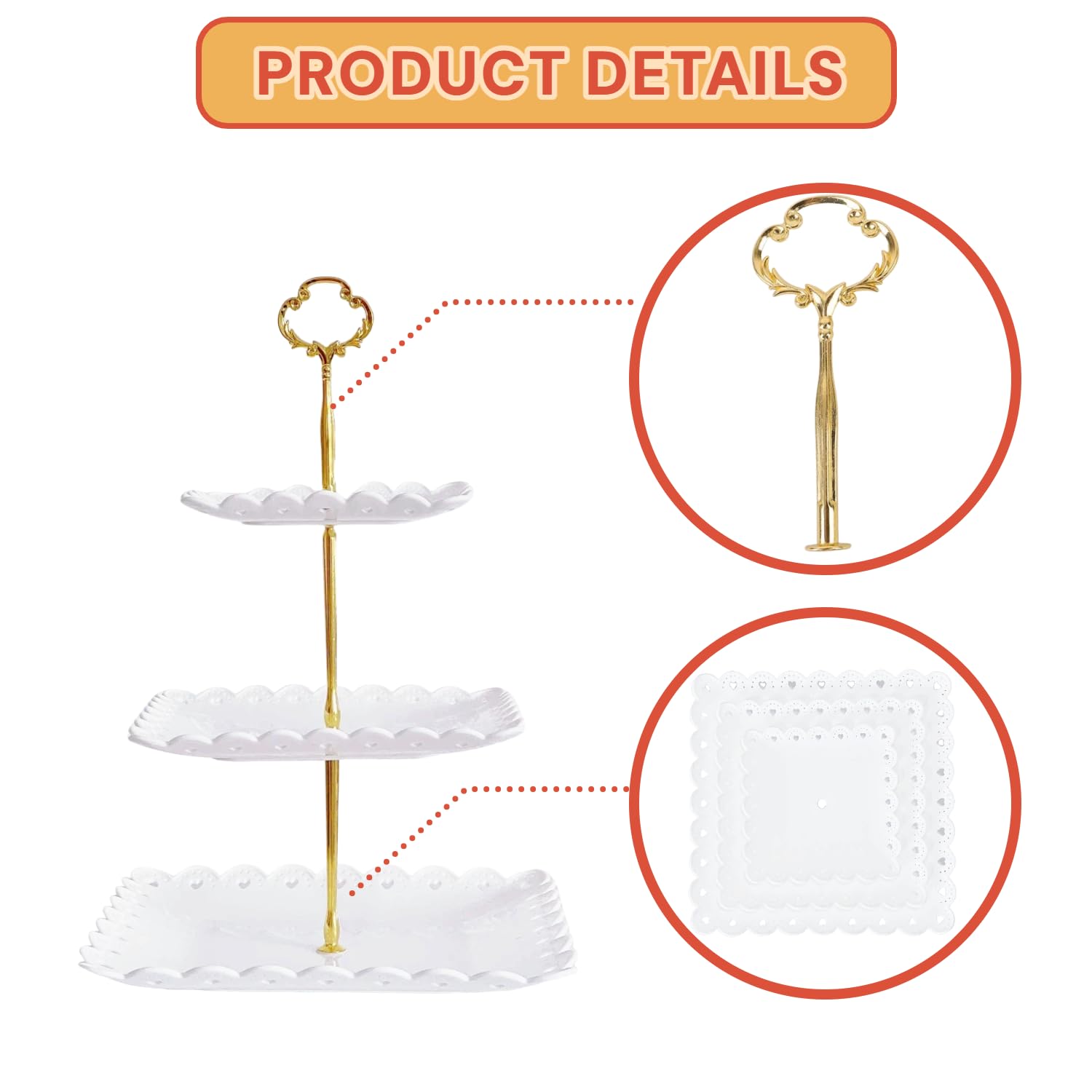 2 Pack of Plastic Dessert Cupcake Stand, 3 Tier Cup Cake Holder Tower Stand