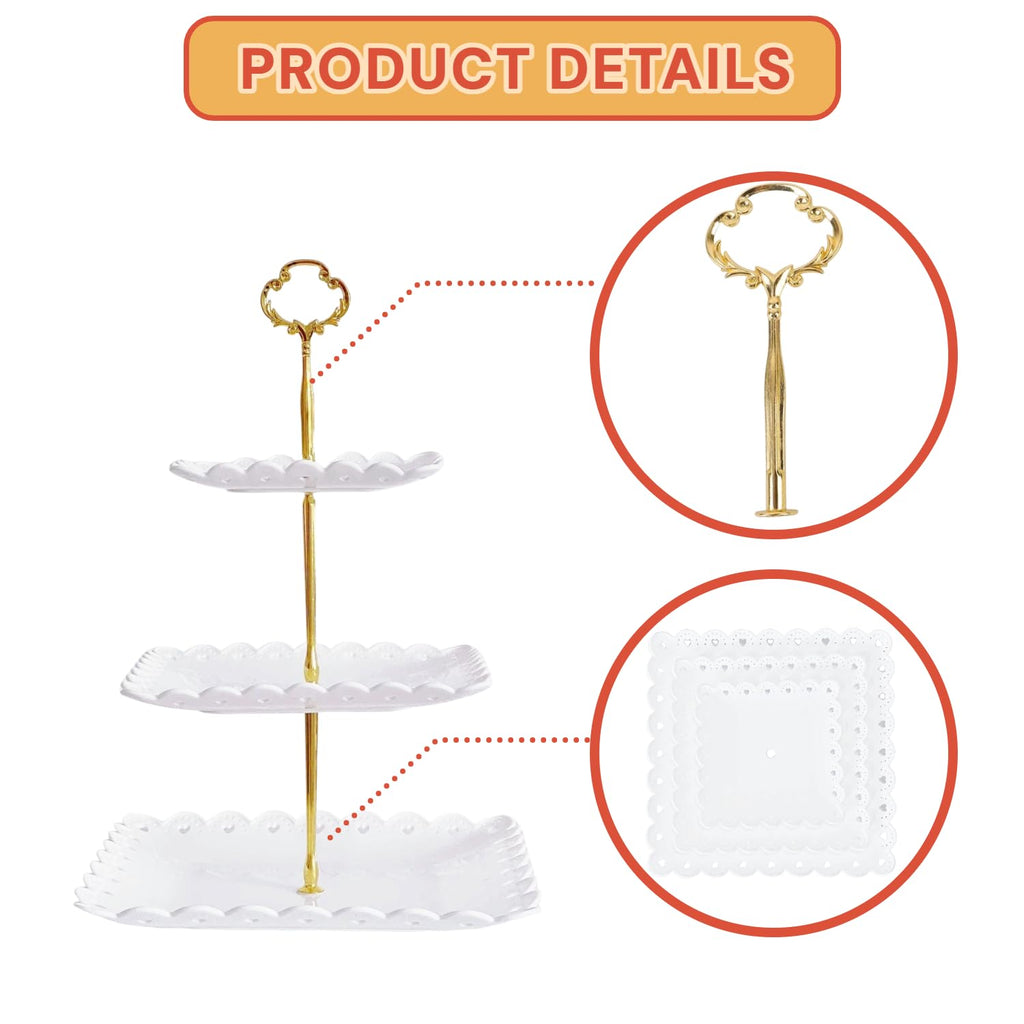 2 Pack of Plastic Dessert Cupcake Stand, 3 Tier Cup Cake Holder Tower Stand