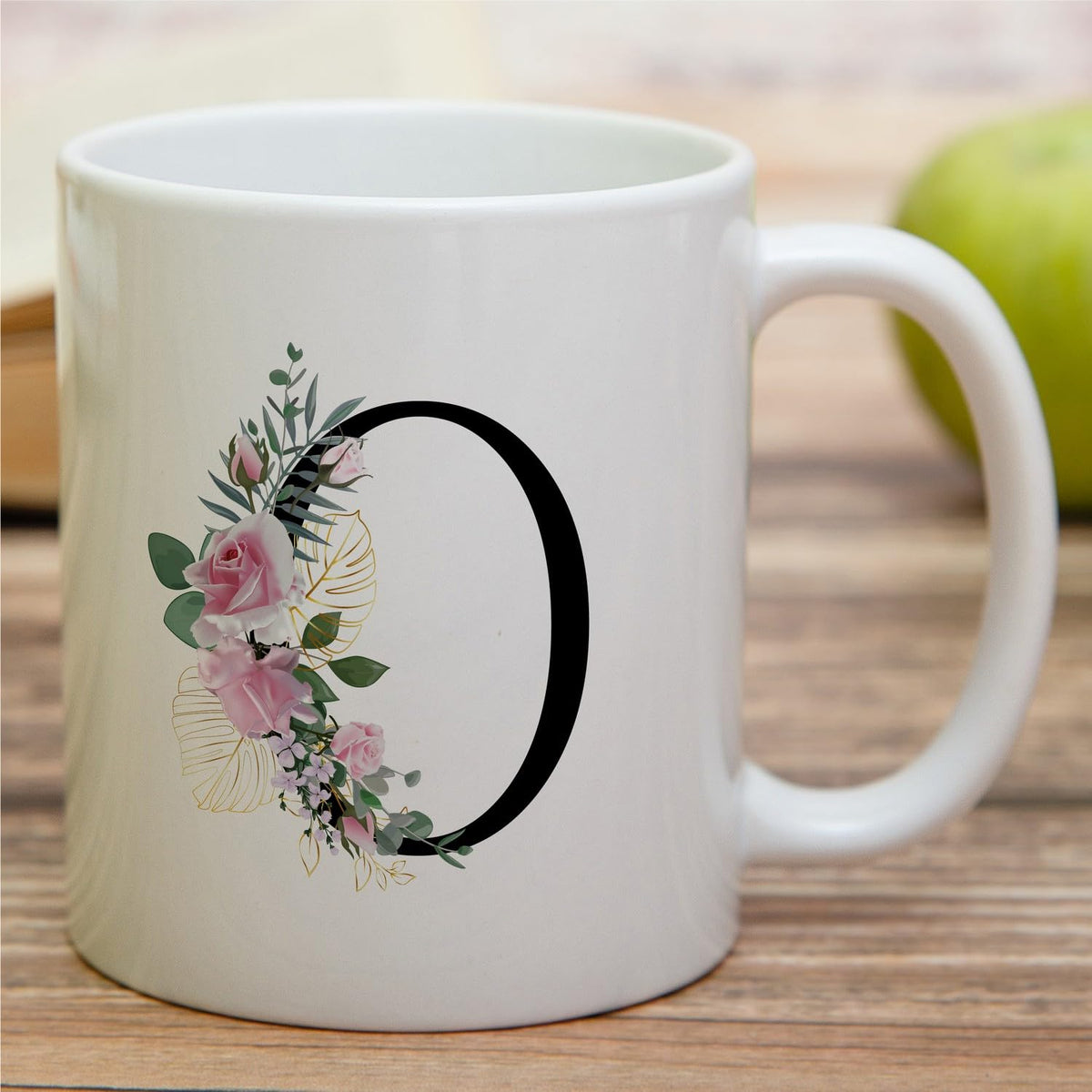 Retreez Initial A-Z Floral Botanical Bouquet Alphabet Monogrammed Monogram Mug 11 Oz Ceramic Tea Coffee Mugs - Appreciation Thank You Wedding Birthday Gifts for her friend coworker sister - P Initial