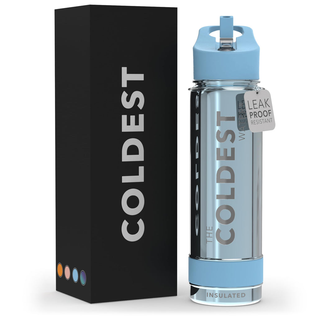 Coldest Insulated Water Bottle with Straw Lid - Stainless Steel Metal Insulated Bottle for Men & Women (Silver Reflections, 40 oz)