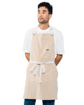 Caldo Linen Kitchen Apron for Cooking- Mens and Womens Linen Bib Apron for Professional Chef, Server, or Barista- Adjustable with Pockets (Bone)