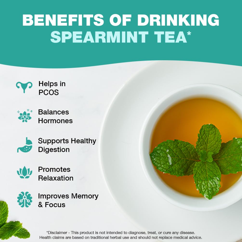 HANDPICK, Spearmint Tea Bags (100 Herbal Tea Bags) |Refreshing Mint Tea | Non-GMO | Round Eco-Conscious Teabags