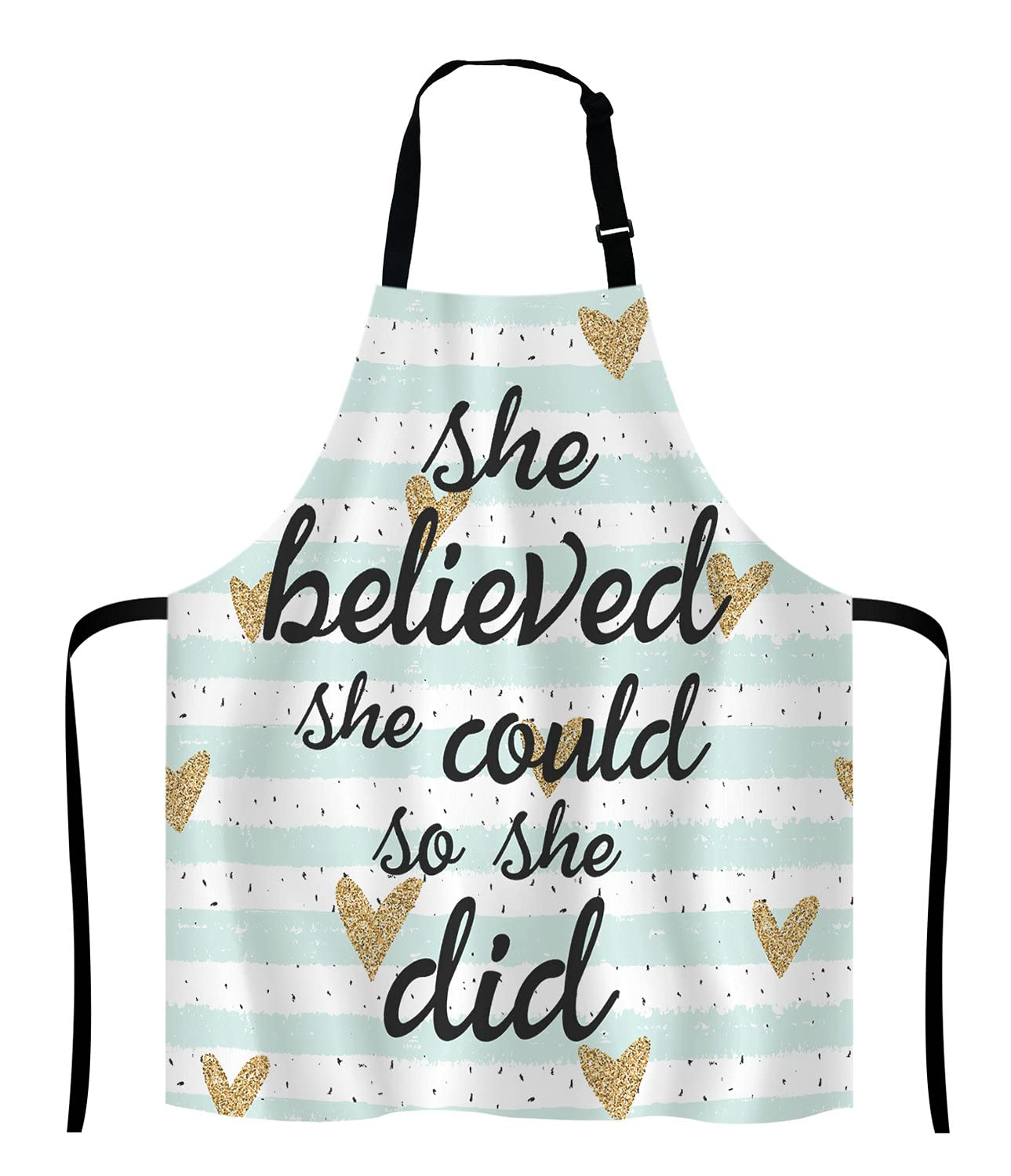 Lefolen She Believed She Could So She Did Inspirational Quotes Adjustable Bib Apron Kitchen Cooking Baking Gardening Apron for Women Men