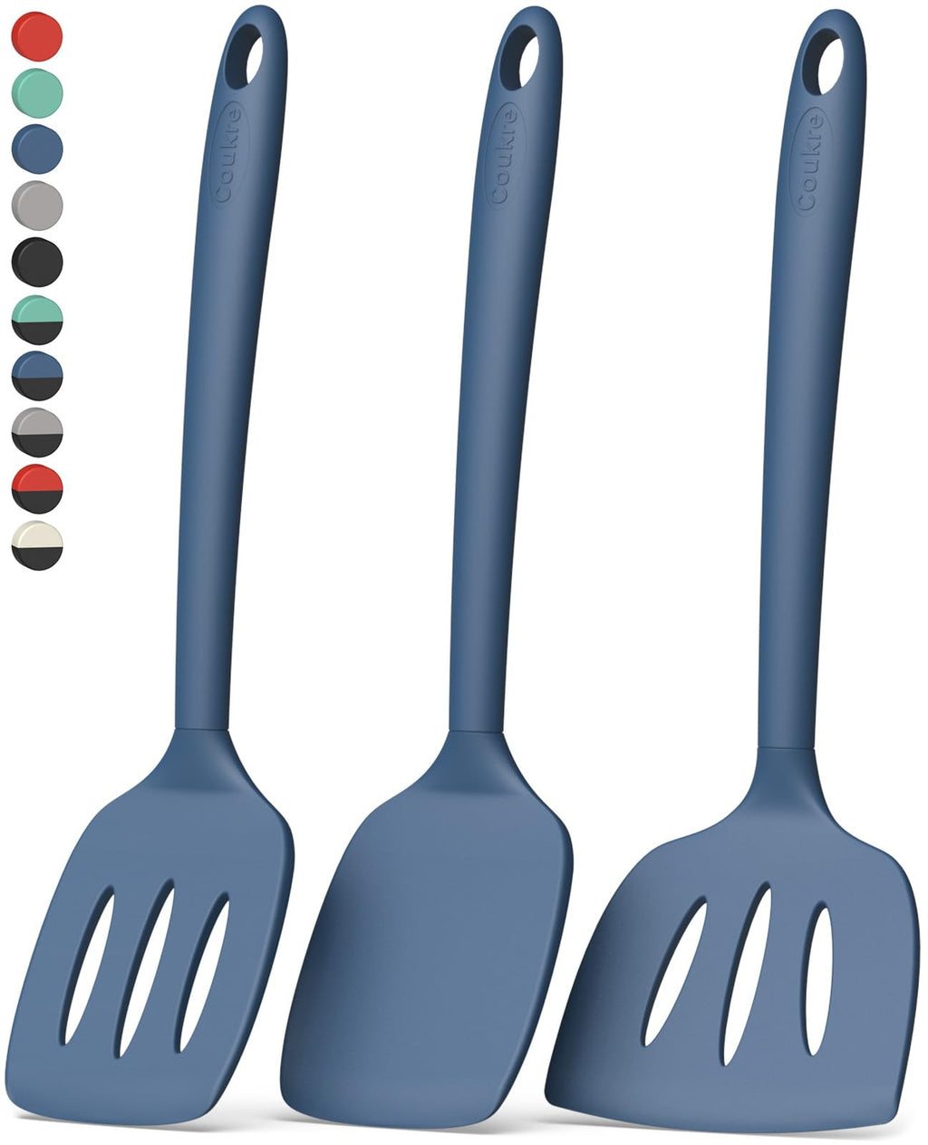 Coukre 3 Pack Silicone Spatula Set, Heat Resistant to 500°F, BPA-Free