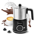 LVNASST Milk Frother Warmer 3in1 Electric Milk Steamer Stainless Steel Foam Maker, 12oz Hot Cold Frothing, Thick Foam for Macchiatos, Cappuccinos (Black)