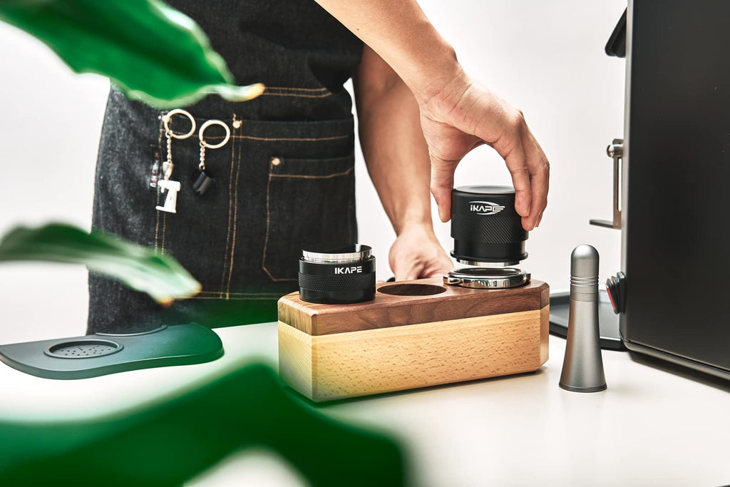 IKAPE 51mm Espresso Tamper, Premium Barista Coffee Calibrated Tamper with Spring Loaded, 100% Stainless Steel Tamper Compatible with All 51MM Bottomless Portafilter (Black)