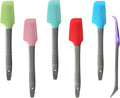 Silicone Mini Spatula, Curved Small Spatula, Kitchen Jar Spatula, Wet Pet Food Can Spoon, for Cooking Baking Frosting or Mixing, 6pcs
