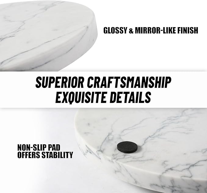 Koville Brazilian Natural Marble Cutting Board for Kitchen, 11inch Round Hand Crafted Marble Slab for Cheese, Charcuterie, Pastry Board - Wedding Gift, House Warming Gift(Maldivi)