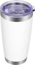 VEGOND 20oz Tumbler with Lid and Straw Stainless Steel Tumbler Cup Vacuum Insulated Double Wall Travel Coffee Mug Powder Coated Coffee Cup(White 1 Pack)