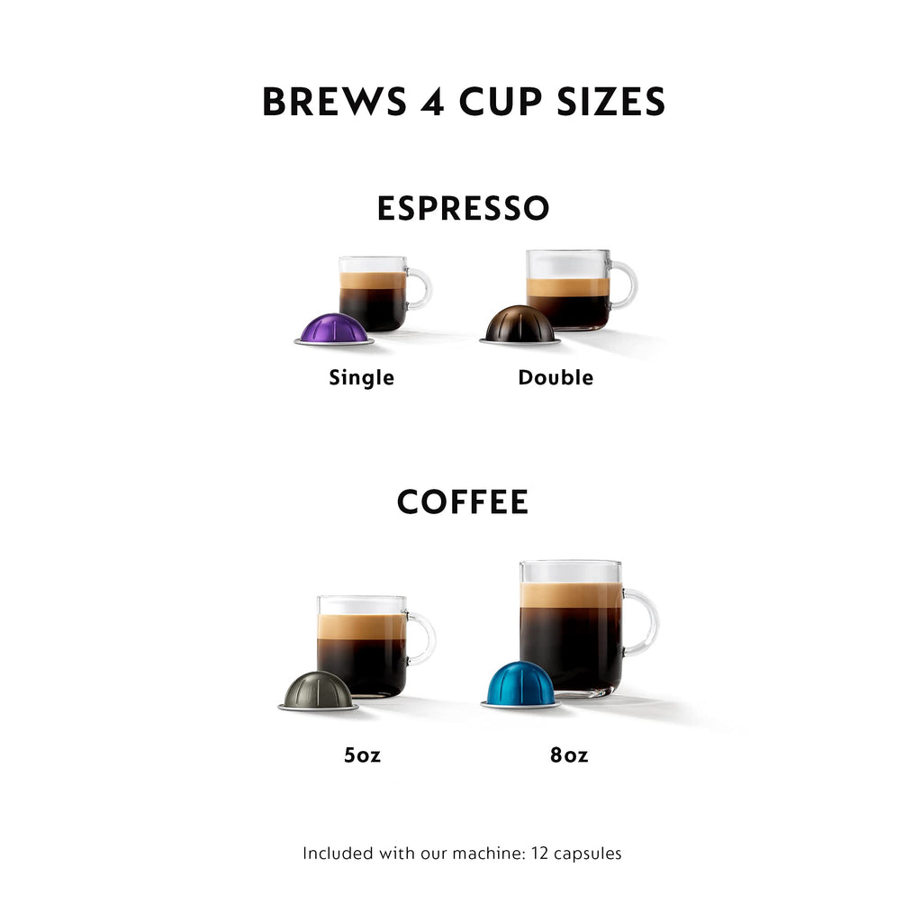 Nespresso Vertuo Plus Deluxe Coffee Machine with Milk Frother, Matte Black