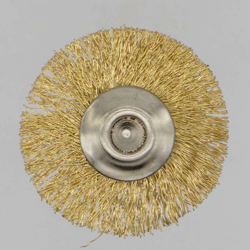 20PCS T-Shaped Brass Wire Brushes - Metal Rust Removal, Cleaning, and Polishing - 22mm Diameter, 1/8″ (3mm) Shaft - Removes Burrs and Oxide Layer - Handles Rough Surfaces - Rotary Tool Accessories