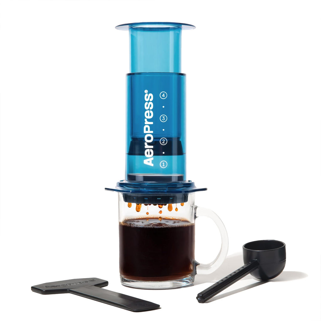 AeroPress Clear Blue Coffee Press, French Press, Pour-Over & Espresso Style