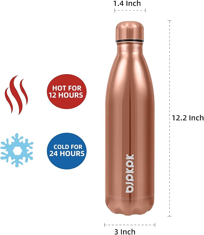 BJPKPK 25oz Stainless Steel Insulated Water Bottle Metal Thermos Water Bottle For Travel, Shining Copper