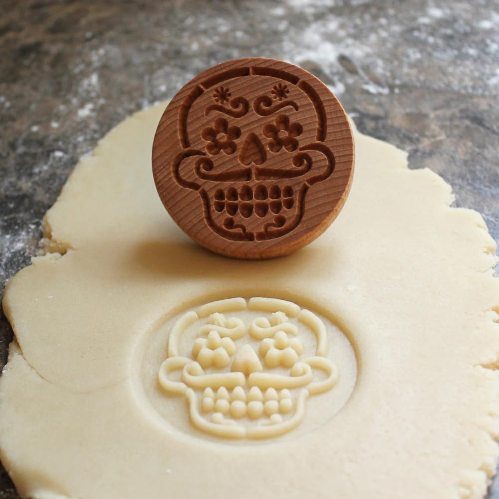 Fun Food Tools, Wood Cookie Stamp, 2.5 Inch (Day of the Dead CS-070)