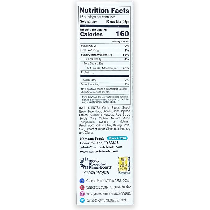 Namaste Foods, Gluten Free Spice Cake Mix, Allergen-Free,26 Oz (Pack of 6)