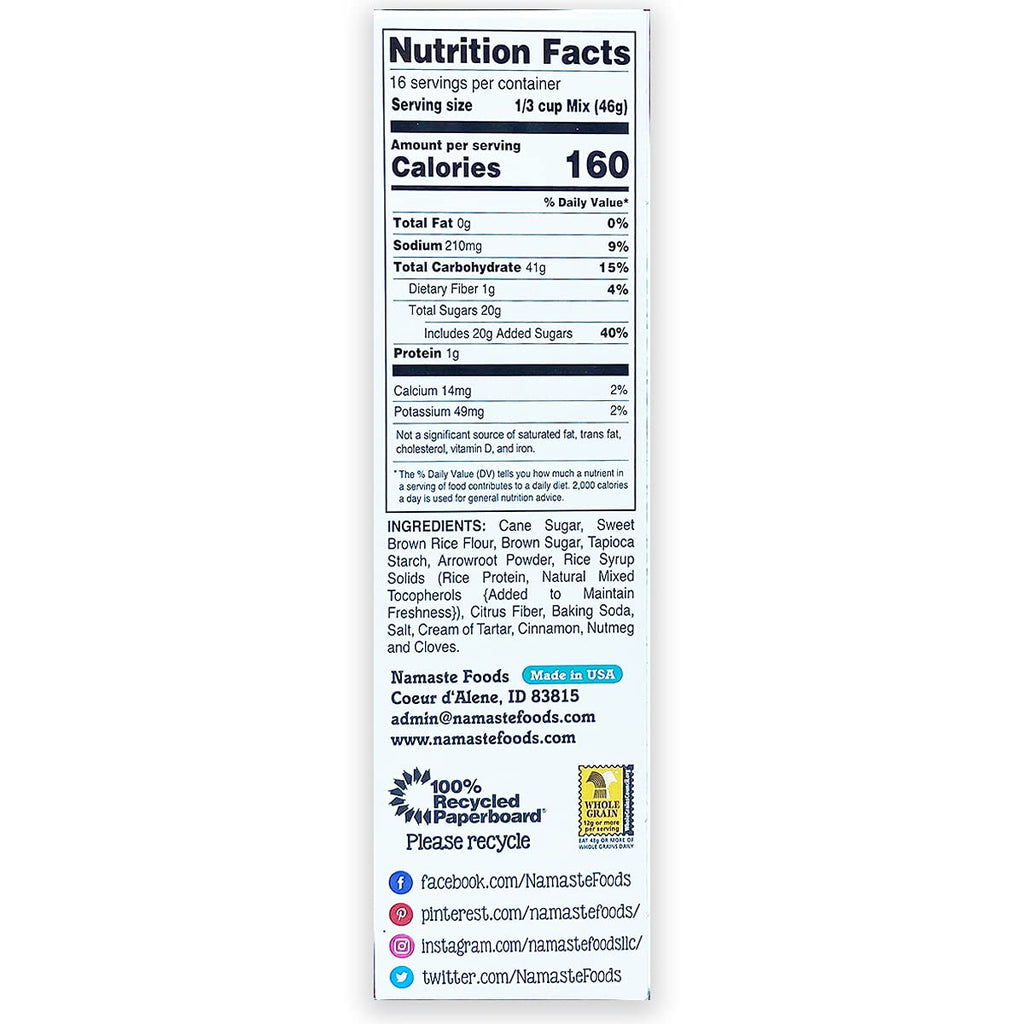 Namaste Foods, Gluten Free Spice Cake Mix, Allergen-Free,26 Oz (Pack of 6)