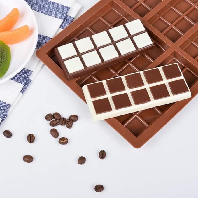 4-PACK Chocolate Bar Molds - Silicone Break Apart Protein and Engery Bar Candy Chocolate Molds