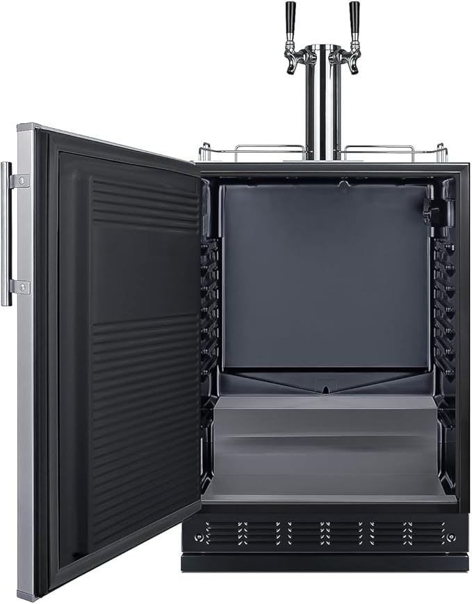 Summit Appliance 24" Wide Wine Kegerator/Refrigerator Combo, Black Interior, Caster Wheels, Residential/Commercial Use (LHD, Wine)