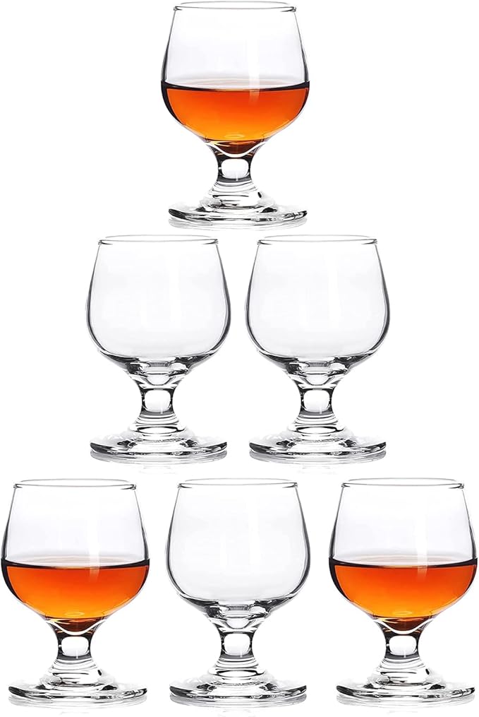 Valeways Shot Glasses, 5oz Glass Set of 6/Clear Glasses/Cute Glasses/Perfect for Tasting Brandy/Glass Snifters