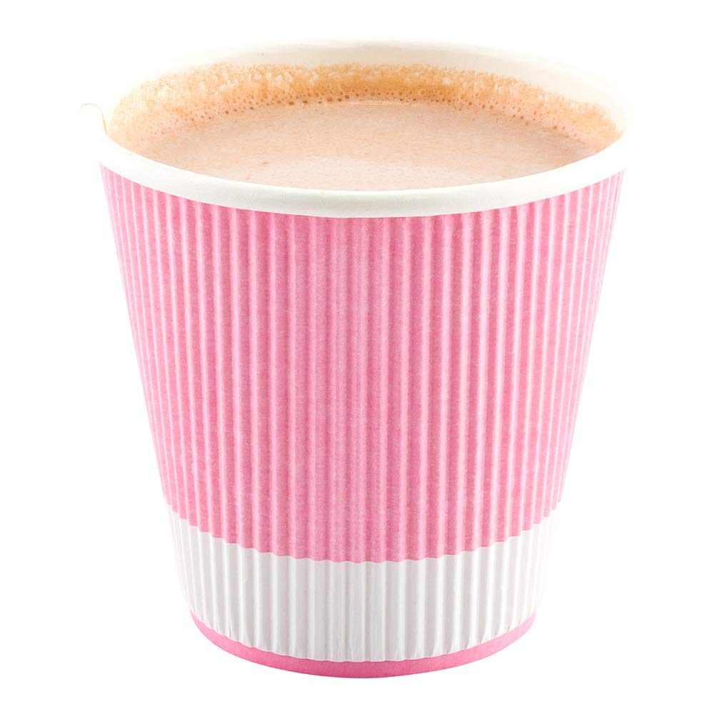 Restaurantware Ripple Wall Coffee Cups 25 Count 8 Ounce Insulated Light Pink Paper Cups, Rolled Rim Spill-Resistant Disposable Paper Non-Slip for Coffee, Beverages