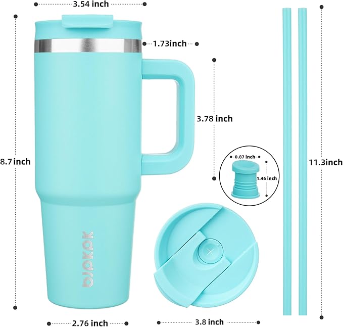 BJPKPK 30 oz Insulated Tumbler With Lid And Straw Stainless Steel Tumblers Cup With Handle For Women And Men,Turquoise