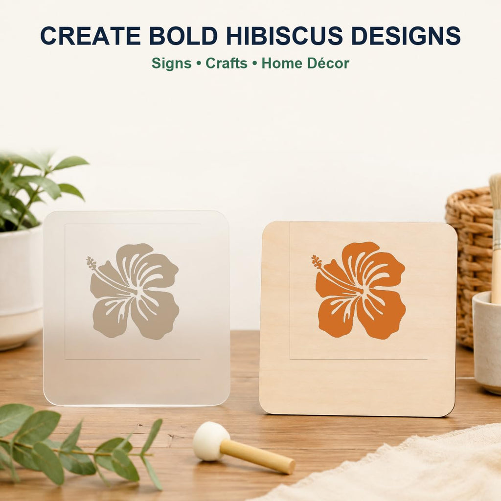 MAGJUCHE Hibiscus Stencil 12 Inches, Reusable Spring Flower Stencil for Painting DIY Crafts Decor