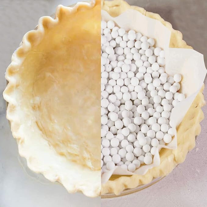 PLANTIONAL Ceramic Pie Weights, 1.32Lb Reusable 10mm Baking Beads with Wheat Straw Container, Natural Ceramic Stoneware Baking Beans for Pie Crust Pastry (Pink)