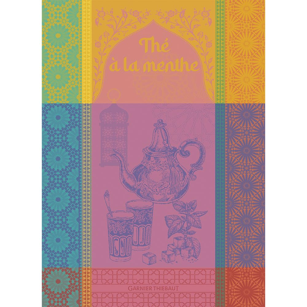 Garnier Thiebaut The Menthe Rose (Pink Mint Tea) French Kitchen Towel 22"x30", Cotton, Jacquard